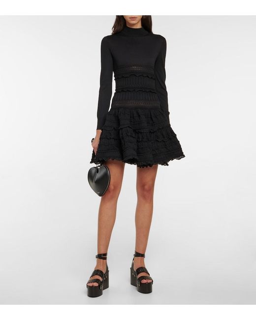 Alaïa Black Alaia Crinoline Wool Minidress