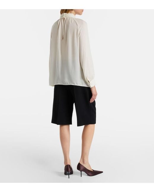 Nili Lotan White Axelle Silk Georgette Blouse