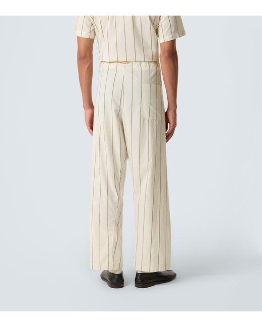 Bode Natural Celery Striped Cotton Pajama Pants for men