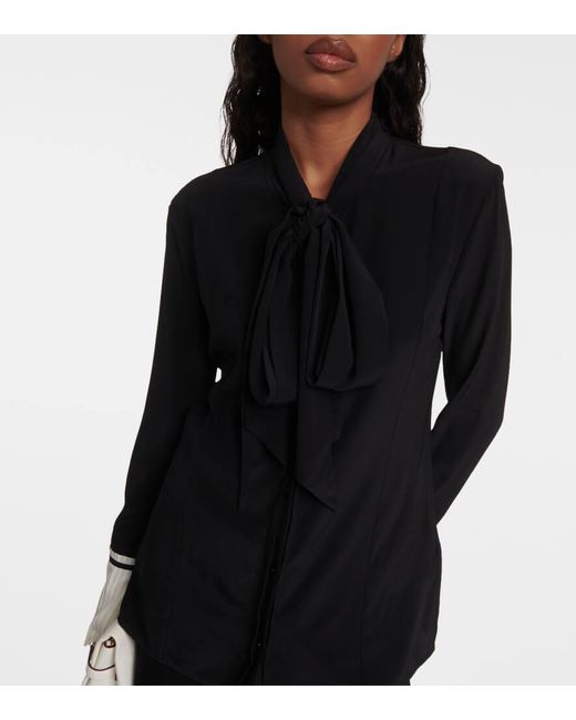 Blusa de crepe de seda con lazada Victoria Beckham de color Black
