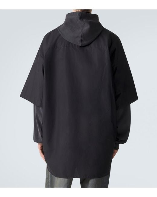 Balenciaga Black Patched Cotton Poplin And Fleece Jacket for men