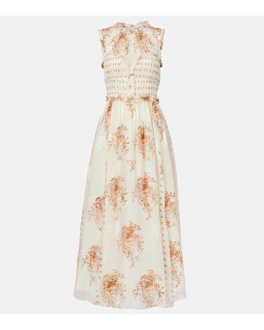 Ulla Johnson Natural Kasia Floral Silk-Blend Maxi Dress