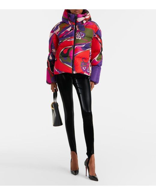 Emilio Pucci Red 'Orchidee' Down Jacket