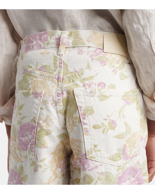 Citizens of Humanity White Ayla Floral Denim Bermuda Shorts