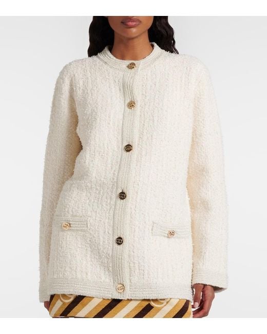 Gucci Natural Wool-Blend Lame Boucle Cardigan