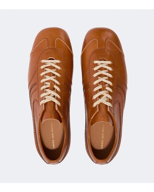 Dries Van Noten Brown Leather Sneakers for men