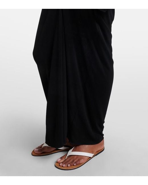 The Row Black Cassin Draped Maxi Dress
