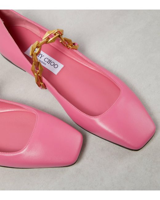 Jimmy Choo Pink Diamond Tilda Leather Ballet Flats