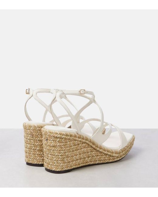 Jimmy Choo Metallic Ayla 85 Leather Espadrille Wedges