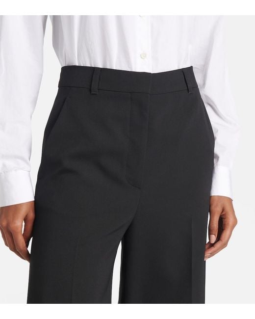 Stella McCartney Black High-Rise Wool-Blend Wide-Leg Pants