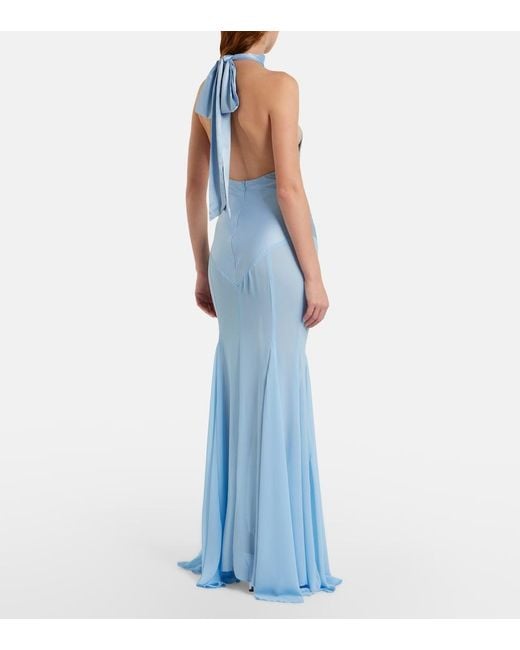 Bananhot Blue Andrea Halterneck Maxi Dress