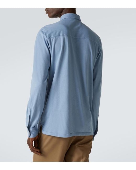 Fedeli Blue Cotton Shirt for men