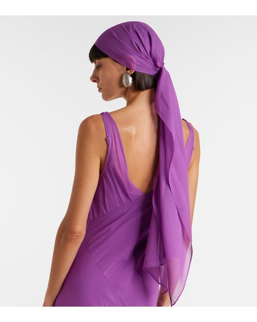 De La Vali Purple Mystica Asymmetric Georgette Midi Dress