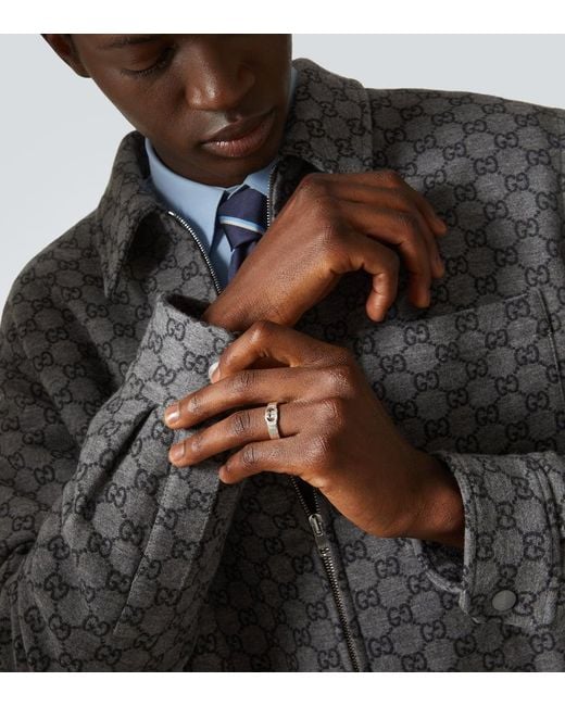 Gucci White Interlocking G Sterling Ring for men