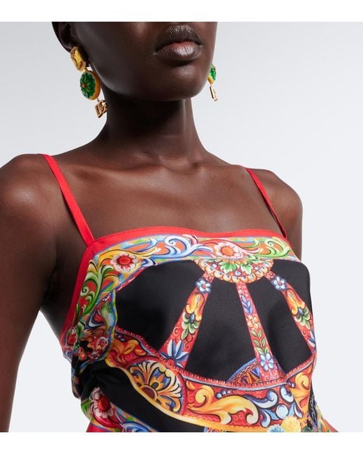 Dolce & Gabbana White Carretto Silk Twill Crop Top
