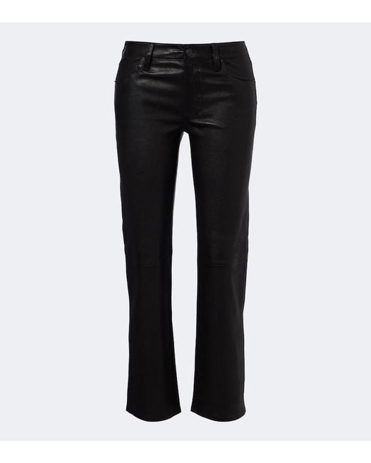 FRAME Black Cigarette Leather Slim Pants