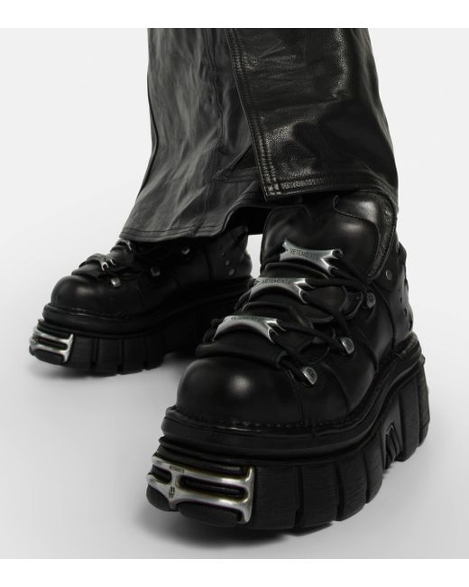 Vetements X New Rock Leather Platform Sneakers in Black Vetements X New Rock Leather Platform Sneakers in Black