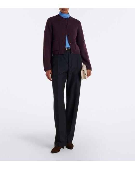 Jardin Des Orangers Purple Virgin Wool And Cashmere Cardigan