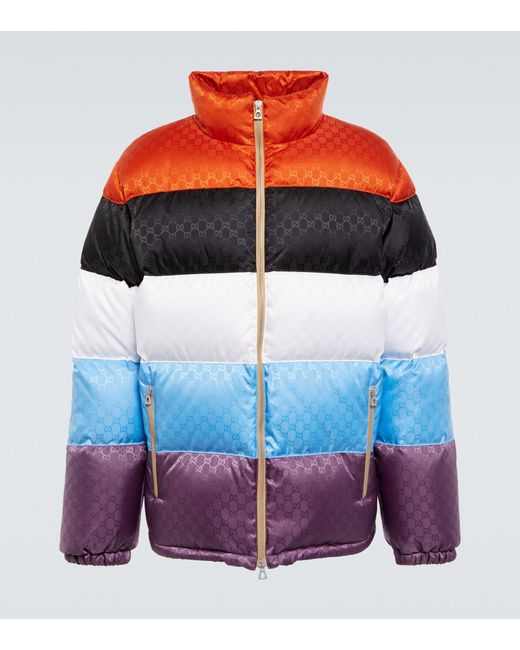 Gucci GG Jacquard Puffer Jacket in Red for Men | Lyst