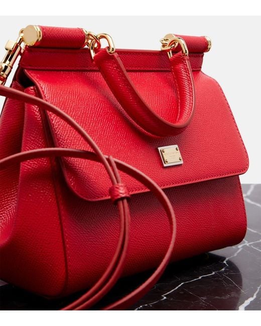 Dolce & Gabbana Red Tote Bag Sicily Small Aus Leder