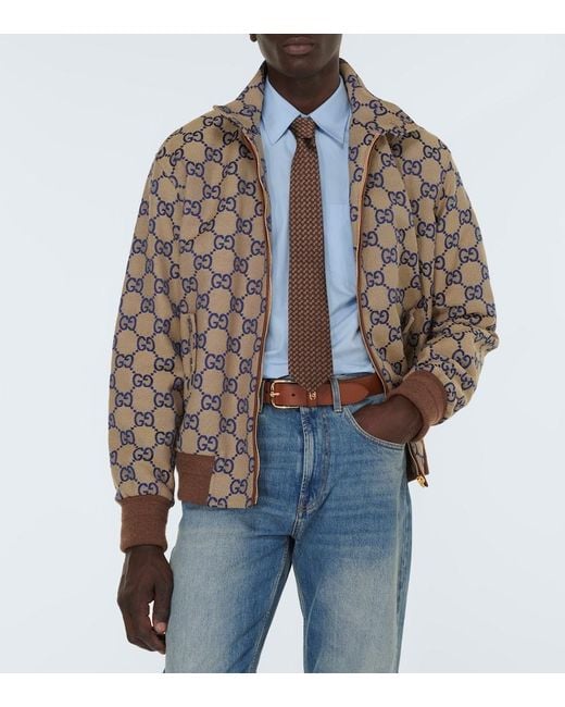 Corbata de seda con Horsebit en jacquard Gucci de hombre de color Brown