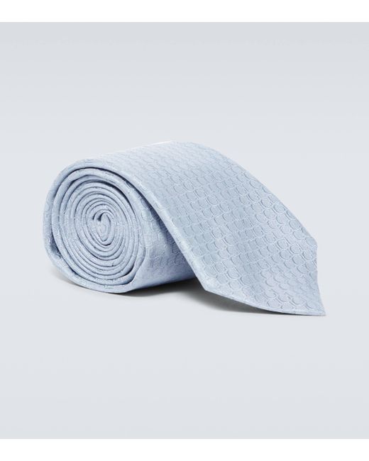 Gucci Blue Silk Jacquard Tie for men