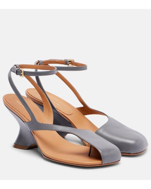 Dries Van Noten Metallic 75 Leather Wedge Sandals