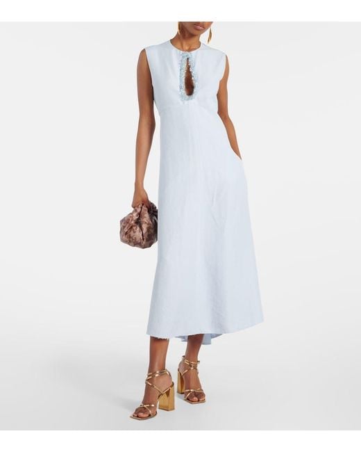 Dorothee Schumacher Blue Summer Cruise Embellished Midi Dress