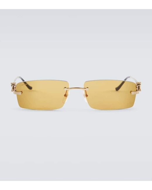 Cartier Metallic Panthere De Cartier Rectangular Sunglasses for men