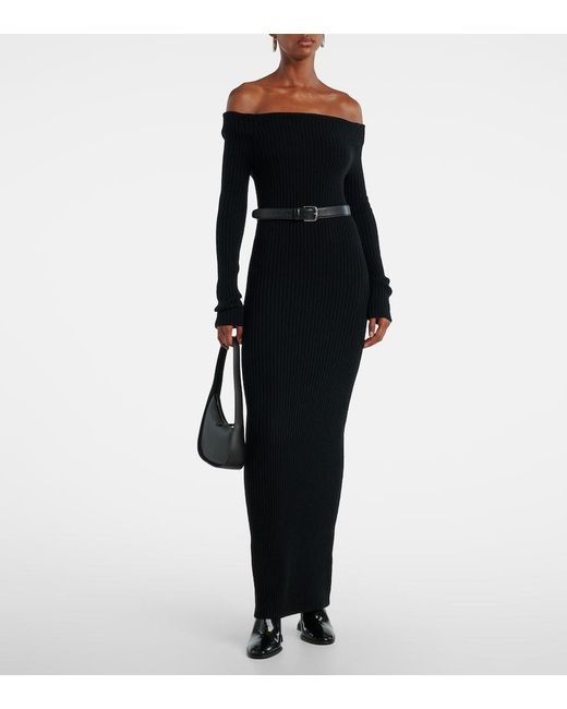 Max Mara Black Wool And Cashmere-Blend Maxi Dress