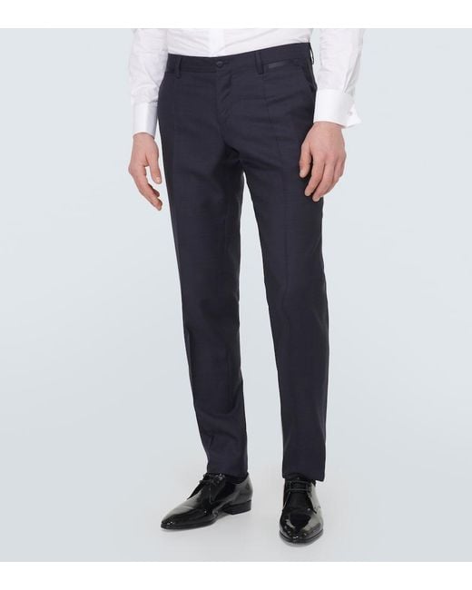 Dolce & Gabbana Blue Wool And Silk-Blend Suit for men