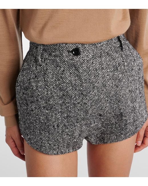 Dolce & Gabbana Gray High-Rise Wool And Cotton-Blend Shorts