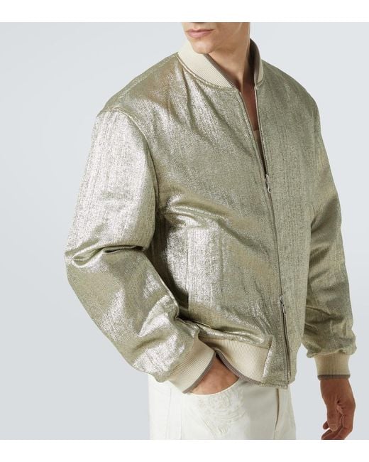 Chaqueta Bomber De Algodon Bordada Dries Van Noten de hombre de color Natural