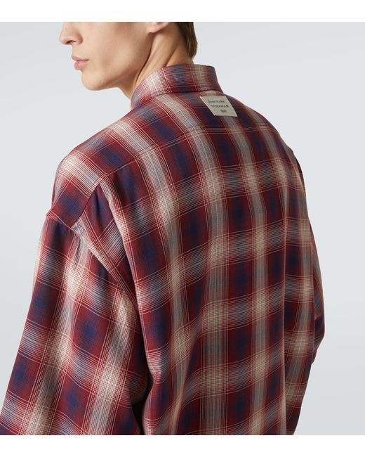 Acne Red Checked Oversized Shirt for men