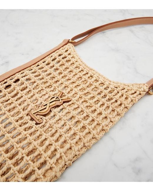 Saint Laurent White Oxalis Mini Raffia Shoulder Bag