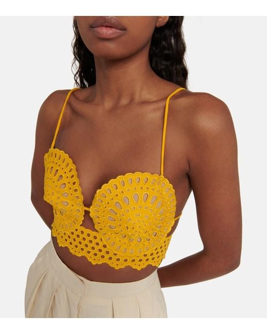 Stella McCartney Yellow Broderie Anglaise Crop Top
