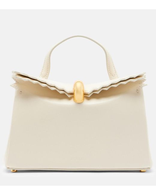 Jacquemus White Valerie Small Leather Top-Handle Bag