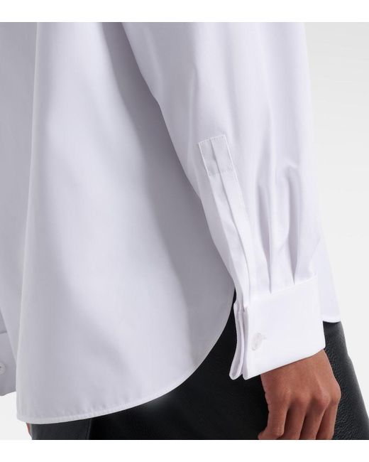 Saint Laurent White Scarf-Detailed Cotton-Poplin Shirt