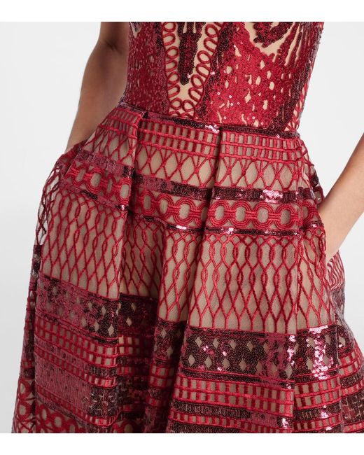 Elie Saab Red Sequined Corset Gown