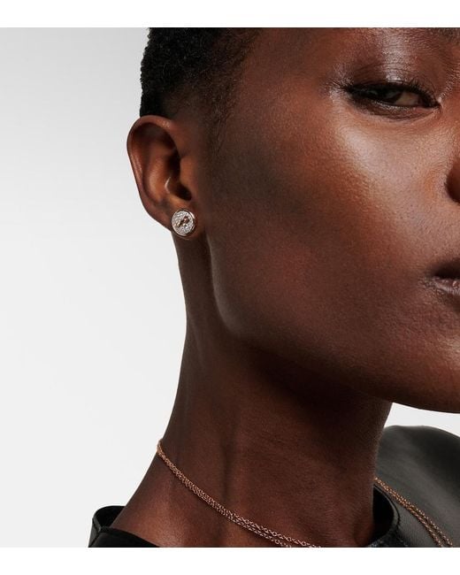 Pomellato White Pom Pom Dot 18Kt Rhodium-Plated Rose Earrings With Diamonds