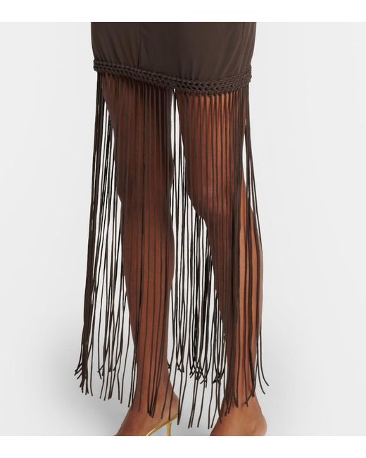 Faithfull The Brand Brown Brita Fringed Minidress