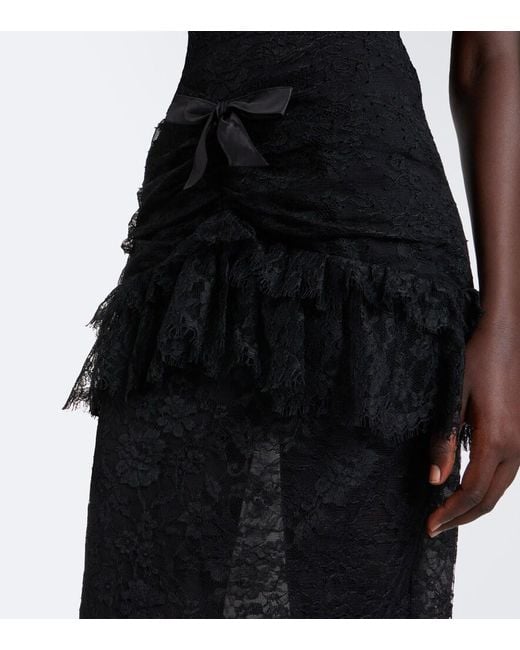 Alessandra Rich Black Bow-Detail Ruffled Lace Cocktail Dress