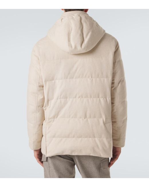 Brunello Cucinelli Natural Wool Flannel Down Parka for men