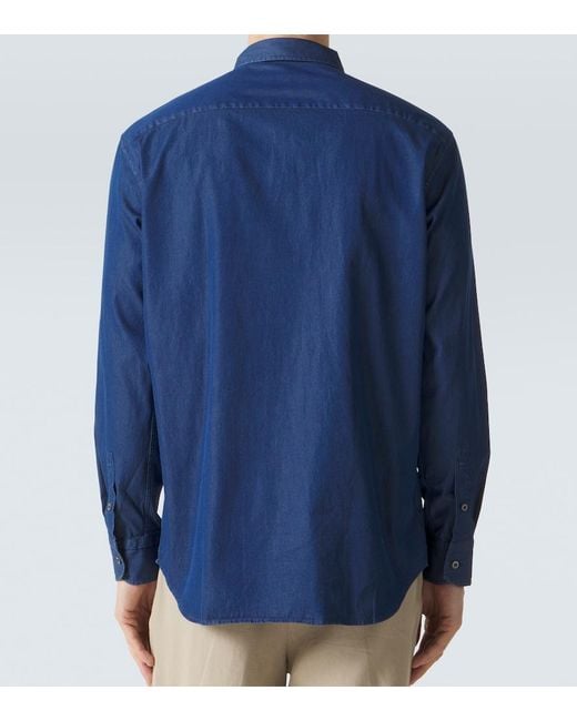 Brioni Blue Marcello Cotton Shirt for men