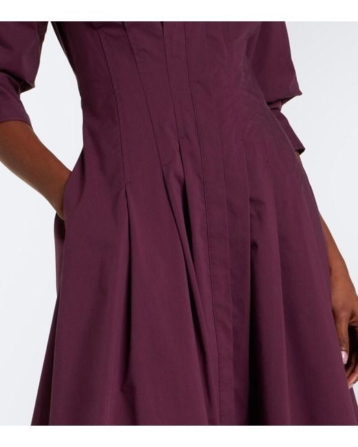 Jonathan Simkhai Purple Jazz Pleated Cotton Poplin Shirt Dress