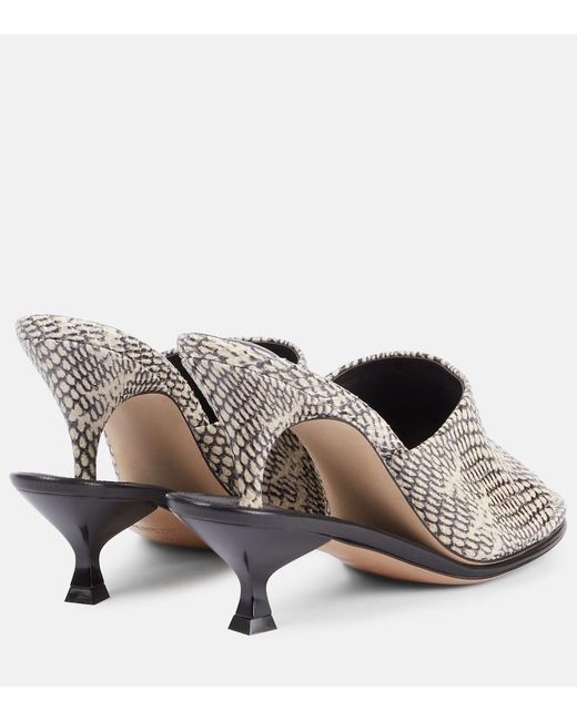 Jacquemus White Doubles Snake-Effect Leather Mules