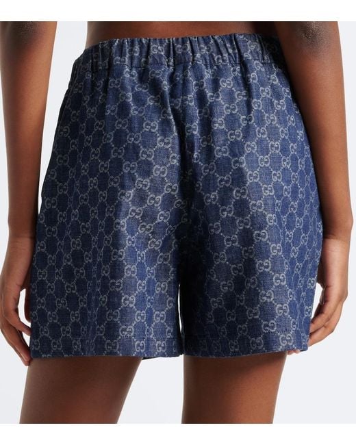 Gucci Blue Gg Denim Shorts