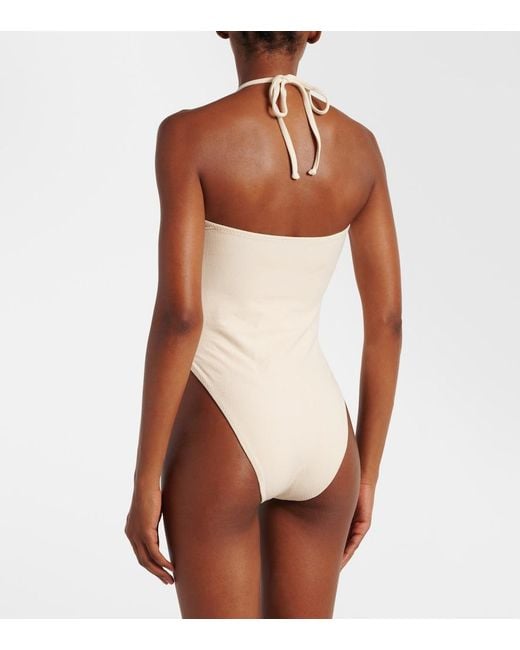 SAME White Floral-Applique Cutout Swimsuit