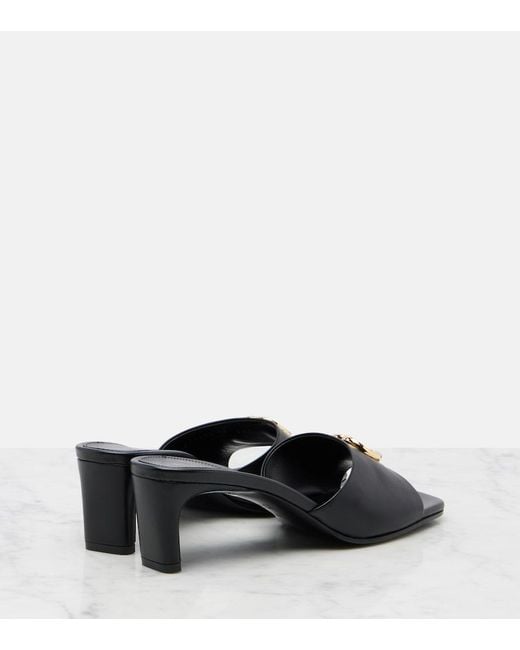 Gucci Black Double G Leather Mules