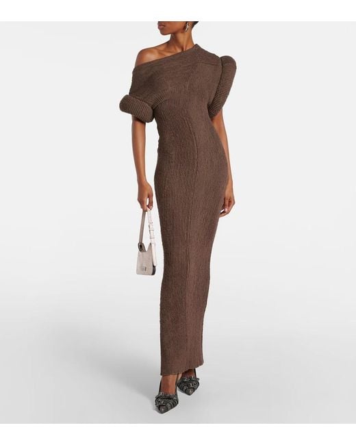 Acne Brown Katon Asymmetric Maxi Dress